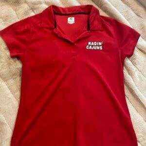 Small, Red, collegiate polo, 100% polyester